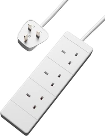 Mains Extension Lead Reel 3 Gang Socket - 1m, 2m, 3m, 5m, 10m - Wit of Zwart 13 Amp