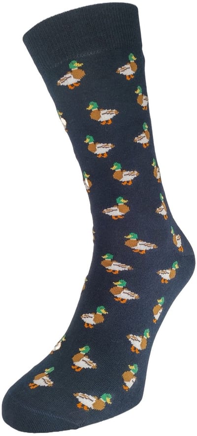 Bonnie Doon Ducks Socks met Ingebreide Eenden Blauw Vrolijke Dames Sokken maat 36/42 - Gladde Teennaad - Katoen - Word Je Vrolijk en Happy van - Cadeau sokken - Zachte Voorgewassen Katoen - OEKO-TEX gecerificeerd - Dark Blue - BT991141.111