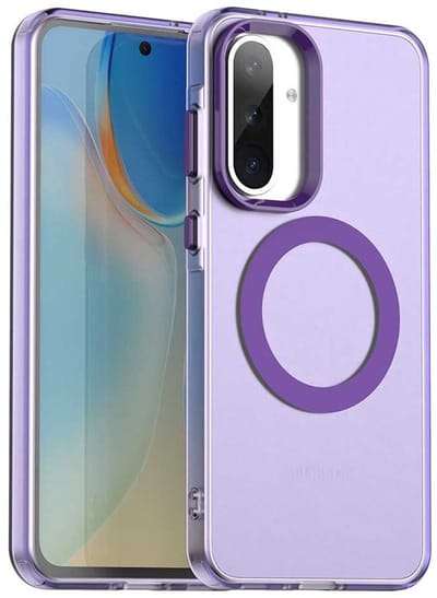 MagSafe Compatibel Backcover Hoesje Geschikt voor Samsung Galaxy A56 / A36 - Paars & Semi-Transparant Design - Stijlvol & Goede Bescherming