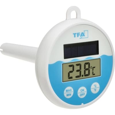 TFA Dostmann Digitales Solar-Poolthermometer 30.1068.02 Zwembadthermometer Wit, Turquoise