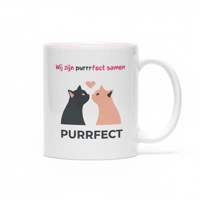 Purrfect Samen – Schattige Katten Liefde Quote Koffiemok 330 ml