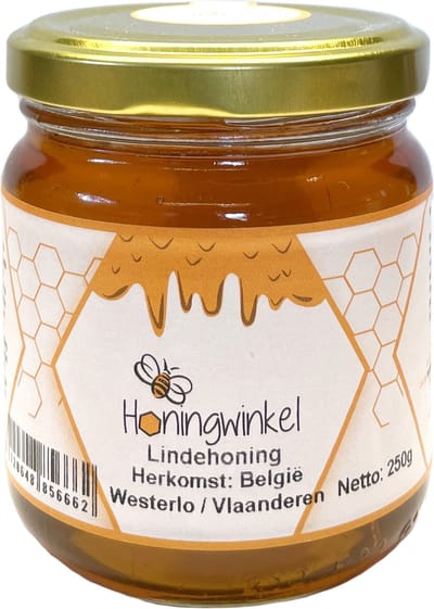 Lindehoning - Honingwinkel - 250g - Goudkleurige Vloeibare Honing van de Lindebloesem uit België