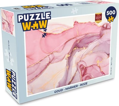 Puzzel Goud - Marmer print - Roze - Legpuzzel - Puzzel 500 stukjes