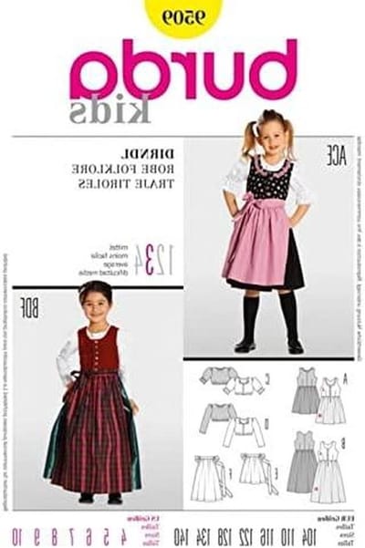 Kinder naaipatroon - Jurk en schort - Kleding maken - Twee lengtes - Leeftijd 4-10 - Meerkleurig