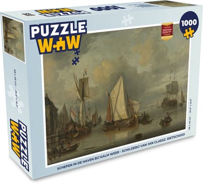 Puzzel Schepen in de haven bij kalm weer - Schilderij van Jan Claesz. Rietschoof - Legpuzzel - Puzzel 1000 stukjes volwassenen