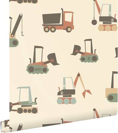 ESTAhome behang voertuigen beige, terracotta en blauw - 50 x 900 cm - 132244