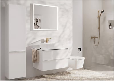 hansgrohe Tecturis E - Wastafelkraan - Ééngreeps bediening - CoolStart energiebesparend - Zonder waste - 240mm maat - Met afvoerplug - Brushed Bronze