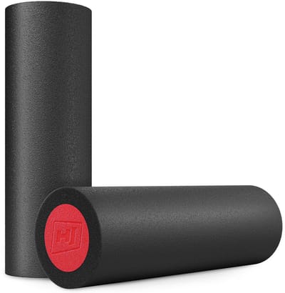 Hop-Sport HS-E045YG Fasciarol, 45 x 15 cm, trainingsrol voor spierontspanning en massage (Zwart-Rood)