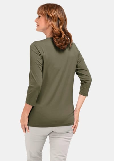 Shirt met 3/4-mouwen - kaki - Gr. 44 van Goldner Fashion