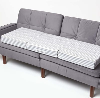 Homescapes Bankkussen 150 x 50 cm voor 3-zits grijze strepen - Groot orthopedisch zitkussen