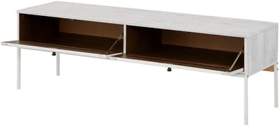 Freya|Lowboard met 2 flappen in hout ziet er crÃ¨mewit uit