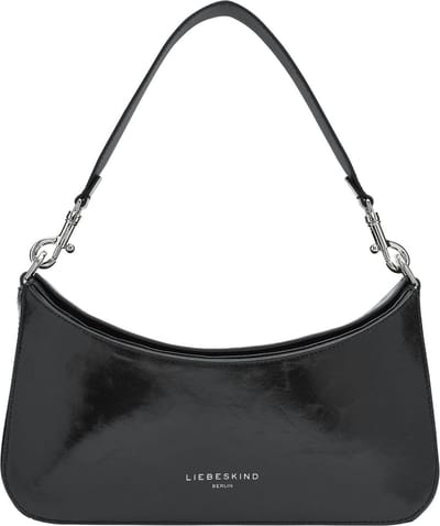 LIEBESKIND BERLIN Leren Schoudertas Alessia 3 Paper Touch Crinkle Shoulder Bag Black Zwart