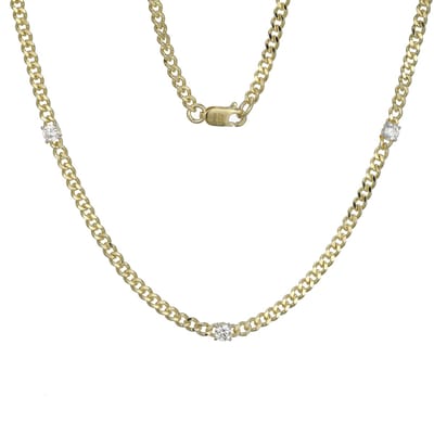 Cavill - Zilveren Halsketting 925 Sterling - 0,361 Ct Nigeriaanse Zirkonen - Goudverguld Pavé Design - Elegant Dames Sieraad 45,72 cm