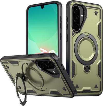 Hoesje Geschikt voor Samsung Galaxy A26 - Armor hoes met Ringhouder - Arara backcover - Groen