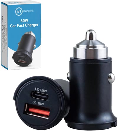 Autolader 60W USB C & USB A - Auto oplader - 2 poorten - Snellader - Sigarettenaansteker oplader - Zwart