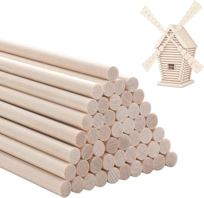 50 Stuks Houten Stokken 30cm x 6mm, Onbewerkte Beuken Hout Craft Sticks voor Creatieve Projecten, Houten Rond Staven voor Ambachten en DIY Decoraties