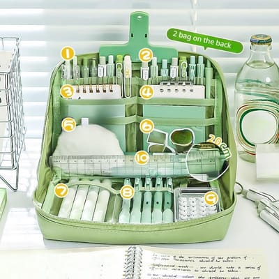 12-laags potloodtas met ultragrote capaciteit Esthetische schooldoos Briefpapierbenodigdheden Penetui Rits potloodzakje Schoolbenodigdheden One Size groen