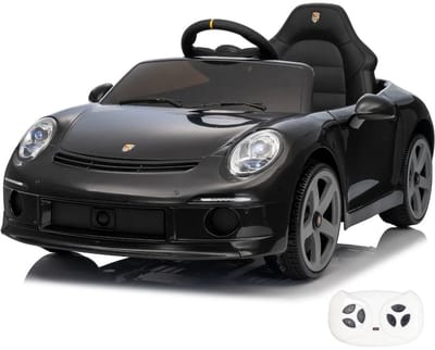 RUF GT Elektrische Kinderauto 12V 1 tot 5 jaar – Officieel Gelicentieerde RUF Porsche Replica met Afstandsbediening – Luxe Sportwagen met Lederen Zitje, EVA-Wielen & Bluetooth – Zwart