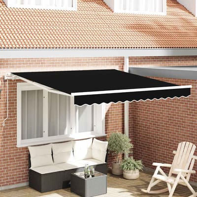 vidaXL - Uitschuifbare - luifel - Zwart - 300 - x - 250 - cm - Stof - en - Aluminium
