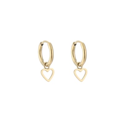 Minimalistische oorbellen met open hartje - Michelle Bijoux - Gouden oorbellen - Stainless Steel (verkleurt niet!) - Waterproof earrings - Oorbellen dames - Kerst cadeau - Sinterklaas cadeau - Moederdag - Valentijn - Kinder oorbellen