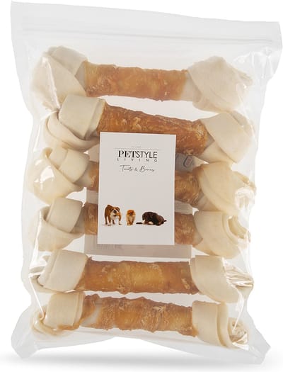Petstyle Living Geknoopte Botten met Kip - Hondensnacks - 21cm - 6 Stuks - Kauwbotten Hond