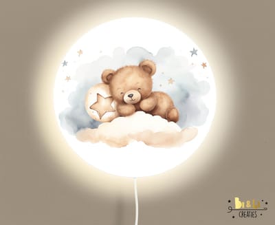 Wandlamp rond beer op wolk-lamp-beer-sfeerverlichting-kinderkamerdecoratie-woonaccessoires