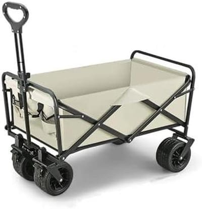 Opvouwbare Tuinkar - Draagbare Trolley - Buitenactiviteiten Ondersteunen - All-Terrain Wielen - 200 kg Capaciteit - Grijs
