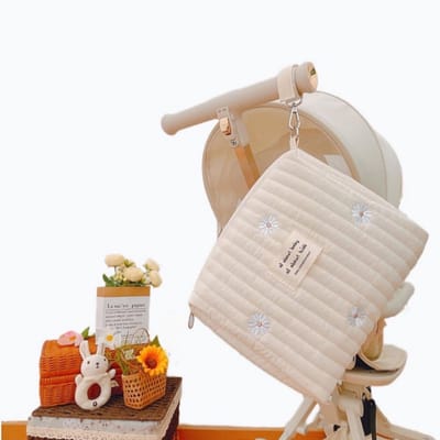 Universele Baby-organizer – Luiertas voor pasgeborenen – Mini-luiertasje – Organizer voor moeders – Met ritssluiting – Geborduurd patroon – 25 x 17 x 10 cm