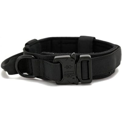 Tactische halsbanden Outdoor tractie Militaire huisdierhalsband Duurzaam 1050D nylon Middelgrote en grote hondentraining met handvat M zwart