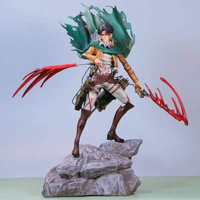 Anime Attack on Titan Figuur Shingeki no Kyojin Levi Mikasa Ackerman PVC Actiefiguur Speelgoed GK Spel Standbeeld Verzamelfiguur Pop W145839WW- gray