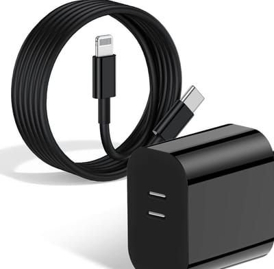 Usb C adapter 2 poorten geschikt voor iPhone + Lightning usb C kabel 3 meter - Snellader geschikt voor iPhone / iPad - Oplader met kabel geschikt voor iPhone 14 / 13 / 12 / 11 / X