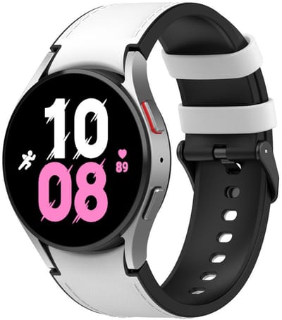 Siliconen leren bandje - geschikt voor Samsung Galaxy Watch 7 (40 & 44mm) / Watch 6 (Classic) / Watch 5 (Pro) / Watch 4 (Classic) / Watch FE - hybride leer look - wit