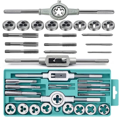 Draadsnijset Metrisch - Tap en Die Set - Schroefdraad Reparatie - Gelegeerd Staal - M3 tot M12 - Zilver