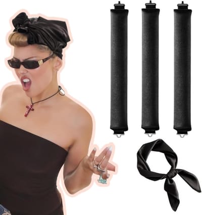 3 pieces heat-free curlers voor slapen - nacht heat-free krullen - blow-out staven - hoofdband - geen hitte krul set - jumbo staven krullers blow-out look voor lang haar