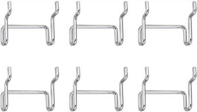 Set van 6 metalen pegboard haken van 5 cm - Sterke ophangaccessoires voor garage, kantoor en werkplaats