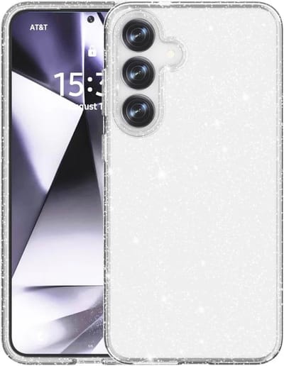 Casemania Hoesje Geschikt voor Samsung Galaxy S25 - Zilver - Glitter Back Cover