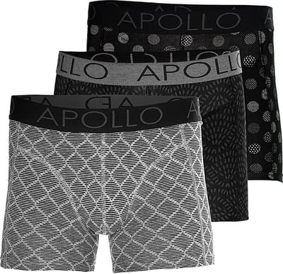 Apollo heren boxershorts - maat M - Black printed - 3-pack