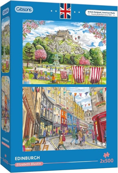 Set van 2 Puzzels 1000 Stukjes Edinburgh Victoria Street en West Princes Street Gardens
