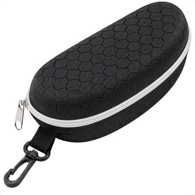 Techidna® - Brillenkoker met Rits en Clip - Zwart Honingraat-patroon - Voor Zonnebril & Leesbril