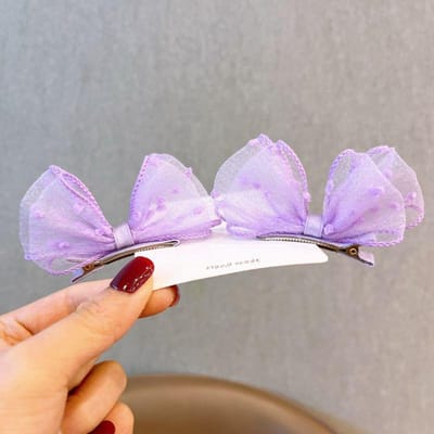 2 pièces enfants bébé filles accessoires cheveux clip Épingles à cheveux barrettes nœud couvre-chef fleur oreilles de chat épingle à cheveux violet