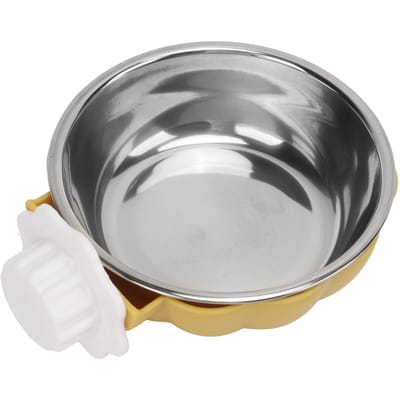 Gamelle pour chien amovible en acier inoxydable en forme de citrouille, gamelle suspendue pour chats, chiens, oiseaux, cobayes L jaune