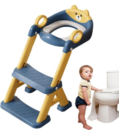 Kinder Potty Trainer - Zindelijkheidstrainer Trapje - Zelfstandig naar Toilet - Inklapbaar en Verstelbaar - 40x33cm - Donkerblauw