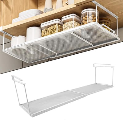 2x Verstelbare Metalen Hangmand voor Kast - Uittrekbare Onderplank Organizer 38-70 cm - Wit