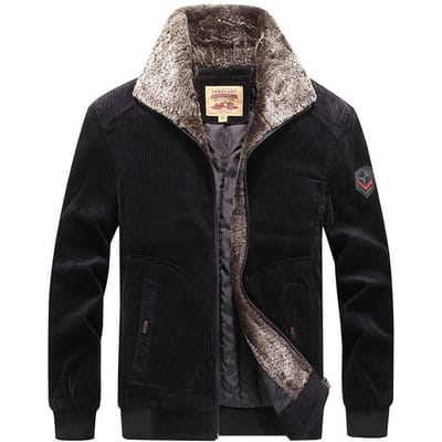 Winterjas Heren Corduroy Verdikt Warme Katoenen Jas Revers Losse Middelbare Leeftijd Casual Winterjas Katoenen Jas voor Heren 4XL black
