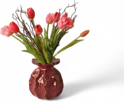 WinQ-TulpenBoeket Rood en Fuchsia-kunstbloemen-zijden bloemen-tulpen-excl. vaas