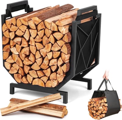 Brandhoutrek voor Open Haard - Dubbel Gecoat Houten Opslag Rack