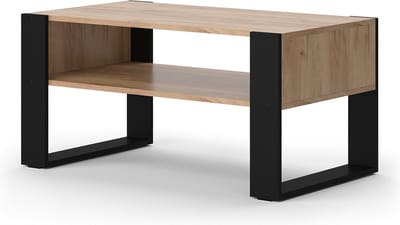 Vicco Olli Salontafel – 92 x 52.4 cm met plank Krachtige eik goud