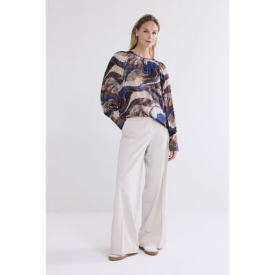 Summum Woman Top Swirl Print Multicolour Size: 38 | Long-Sleeved Tops Outlet | Dames | Blauw