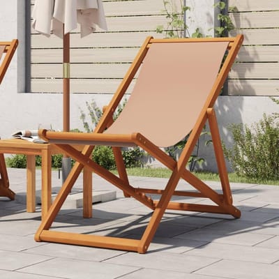 Strandstoel - Ligstoel Klapstoel - Ontspannen Buiten - Massief Hout Frame - 3 standen - taupe