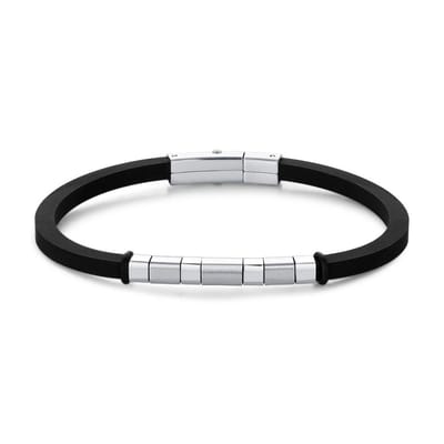 Twice As Nice Armband in edelstaal, zwart Zilverkleurig 21cm
